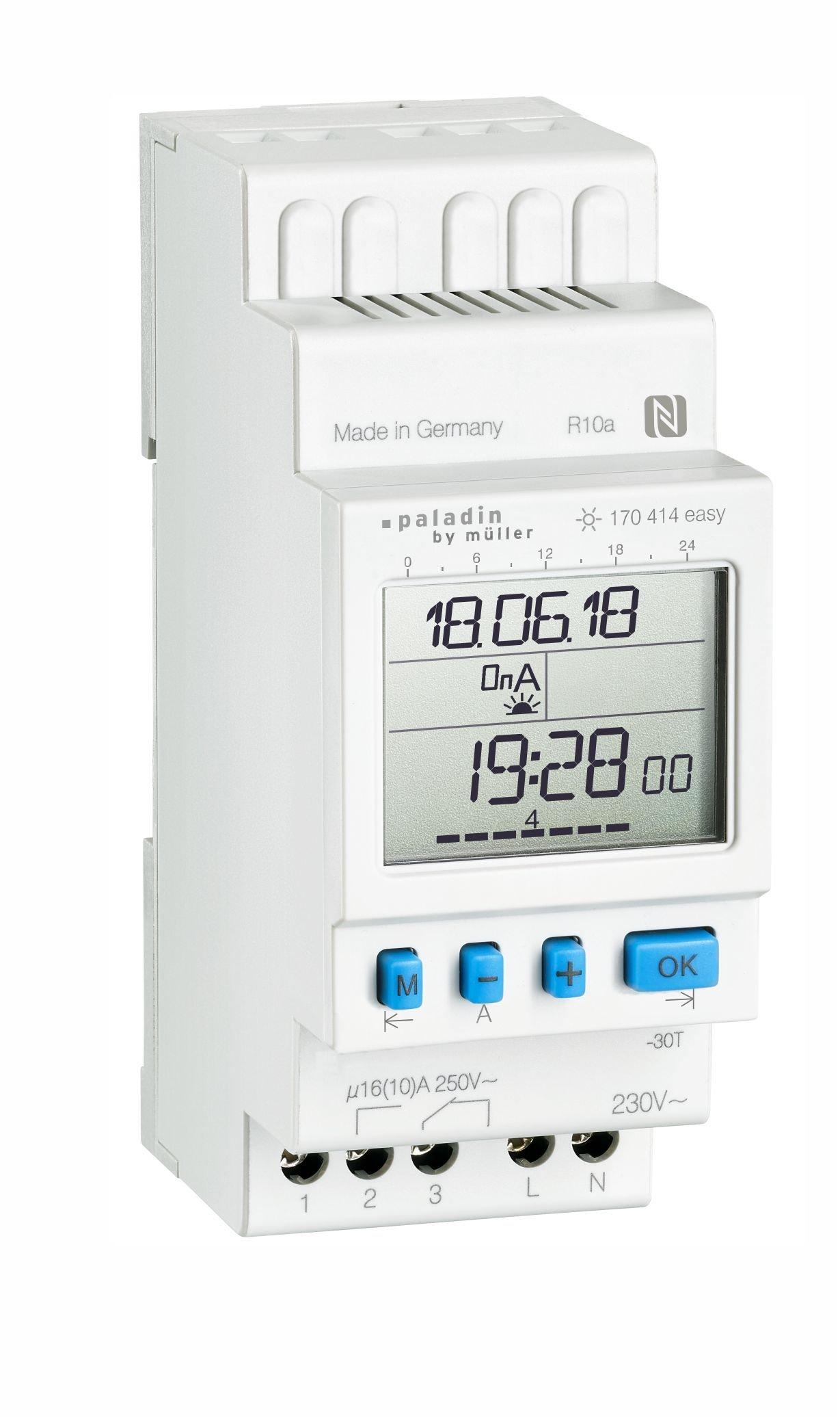 NVSUD1K56P2TEA.01, Digitale Zeitschaltuhr 1-Kanal mit Astro-Programm und Tages- und Wochenprogramm, Nachtsparschaltung, Extraschaltzeiten, 56 Speicherplätze, Kürzester S