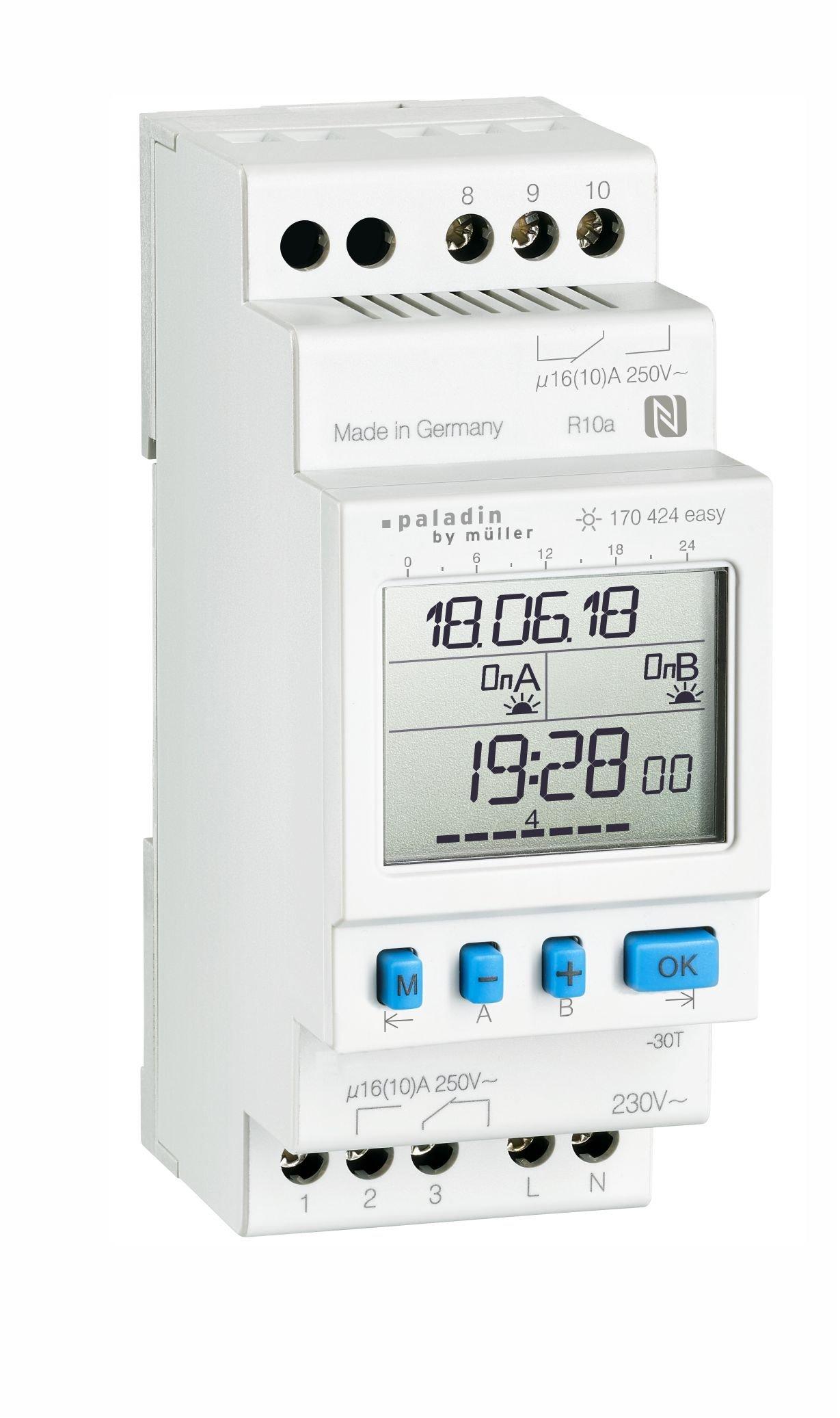 NVSUD2K56P2TEA.01, Digitale Zeitschaltuhr 2-Kanal mit Astro-Programm und Tages- und Wochenprogramm,  Nachtsparschaltung, Extraschaltzeiten, 56 Speicherplätze, Kürzester