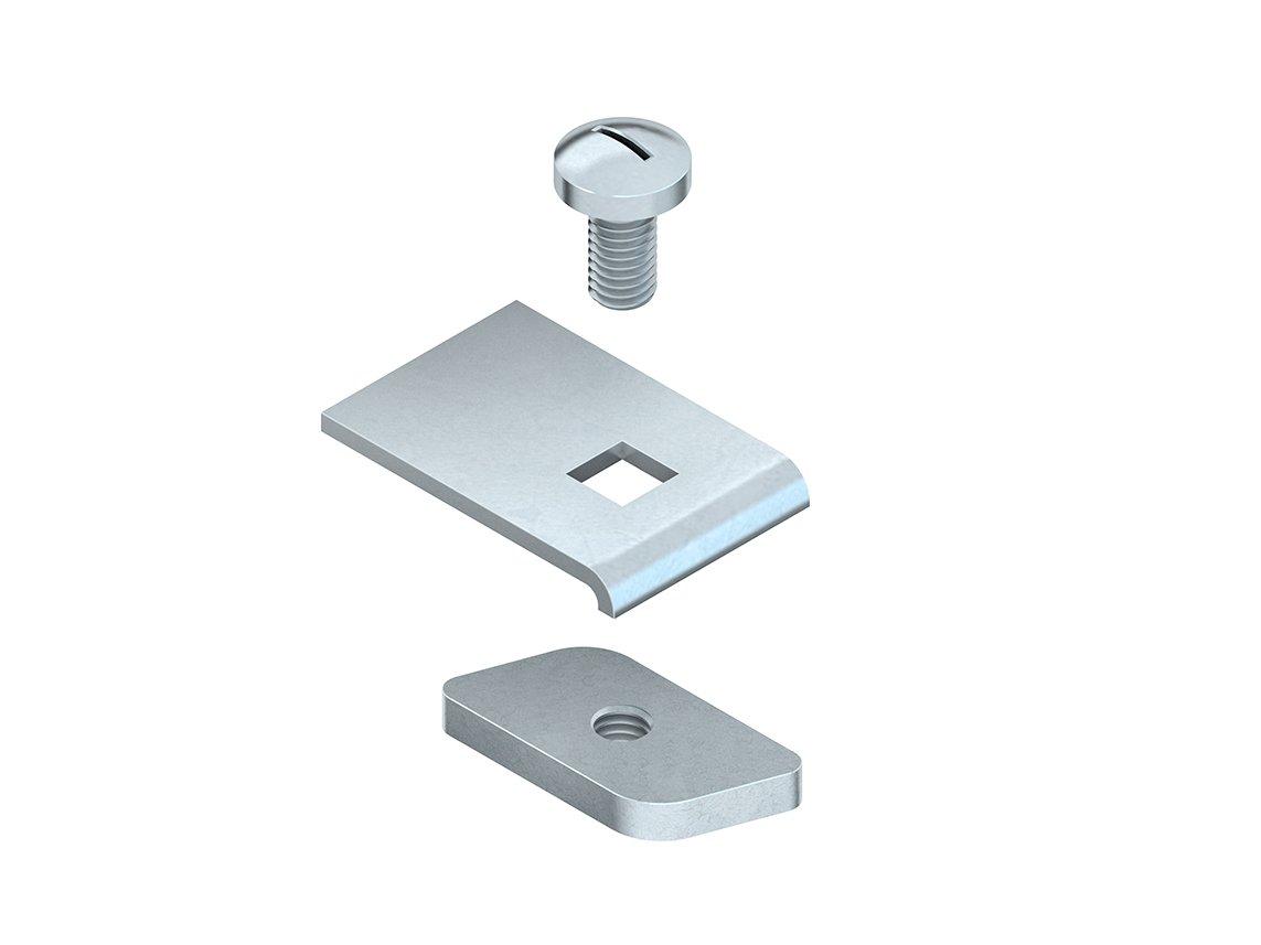 KLWC 16 E3, Trennstegbefestigungsklemme, für 16 mm Schlitzweite, Edelstahl, Werkstoff-Nr.: 1.4301, AISI 304, inkl. Zubehör