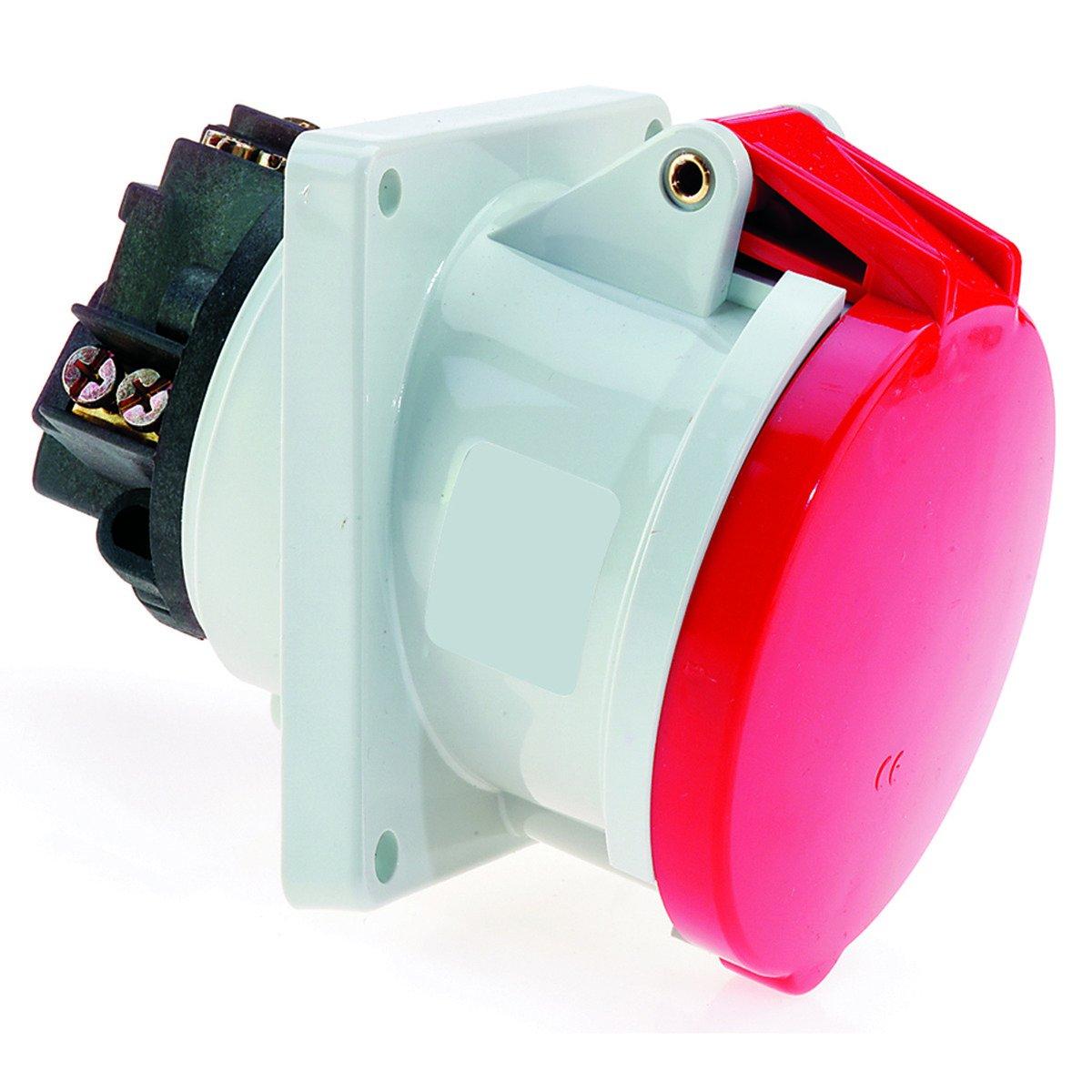 12567/CEE-Anbausteckdose 63A400V6h5pIP44, Anbausteckdose geneigt 63A 5p 400V 6h, IP44