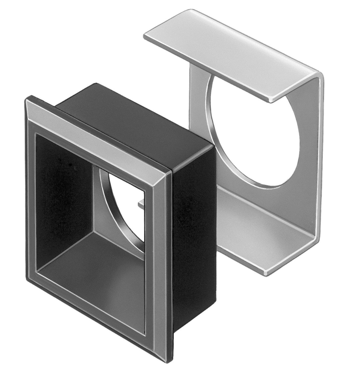 61-9930.0, Frontrahmen-Set für flachen Einbau Druck-/Schlüsselschalter schwarz 24x24 Ks