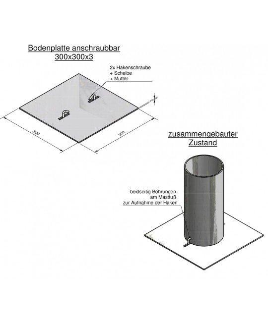 BODENPL. 300X300X3MM, Bodenplatte, anschraubbar, nach DIN EN 40, 300X300X3MM