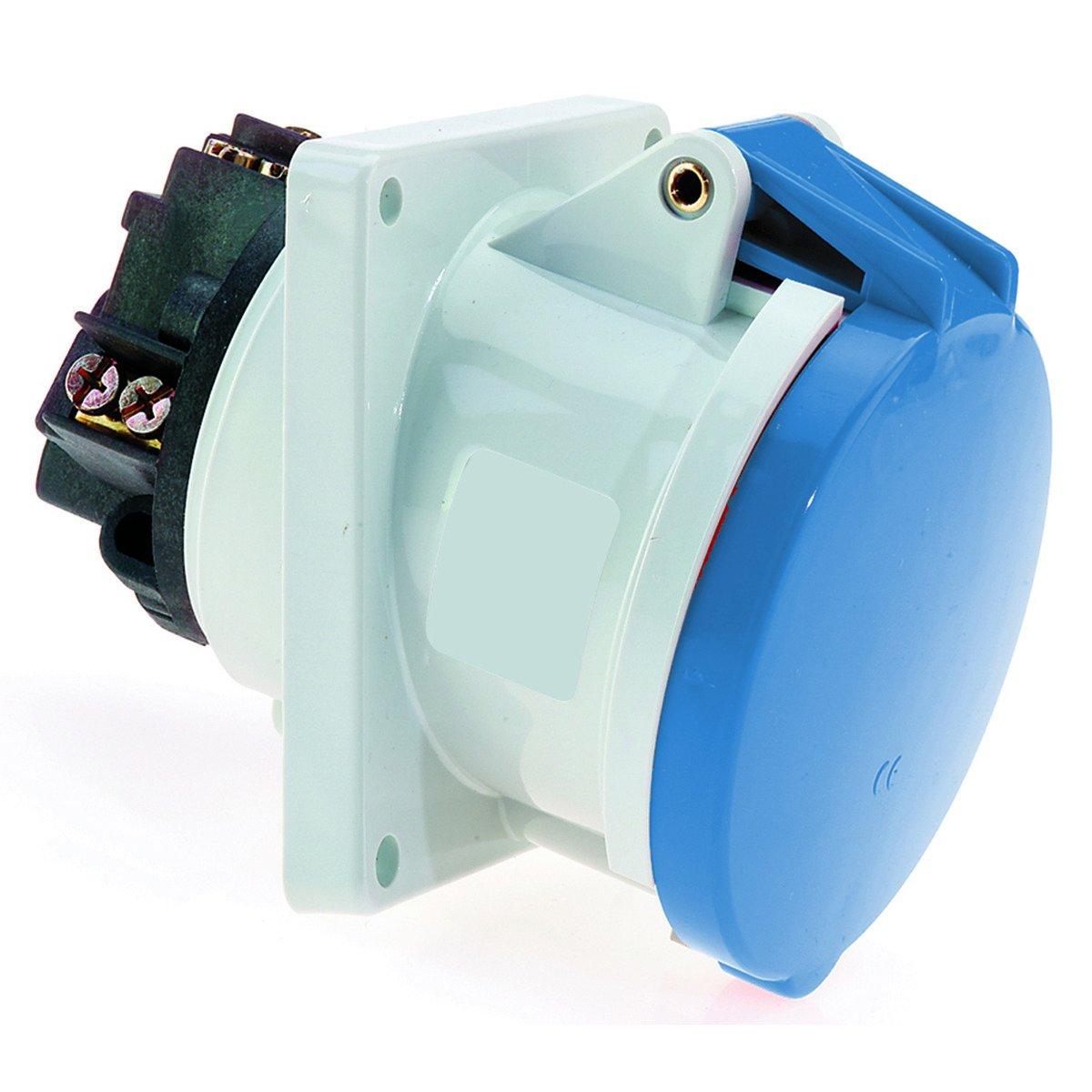 12563/CEE-Anbausteckdose 63A230V6h3pIP44, Anbausteckdose geneigt 63A 3p 230V 6h, IP44