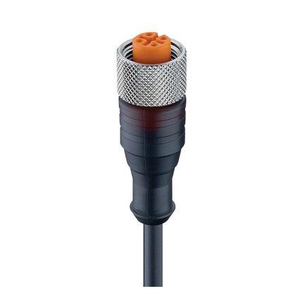 RKT 4-225/5 M, M12 Sensor/Aktor Anschlussleitung, PUR Kabel schwarz, ungeschirmt, Buchse, geradet, A-kodiert, 4-Pin, 4x0.34mm²