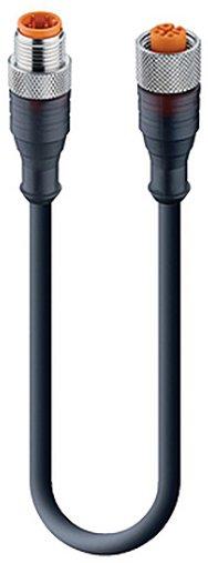 RST 4-RKT 4-225/2 M, M12 auf M12 Sensor Verbindungsleitung, PUR Kabel schwarz, ungeschirmt, M12 Stecker gerade auf M12 Buchse gerade, A-kodiert, 4-Pin, 4x0.34mm²
