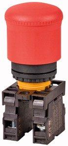 M22-PV/K11, NOT-HALT-/NOT-AUS-Taste, RMQ-Titan, Pilzform, 38 mm, unbeleuchtet, Zugentriegelung, 1 Ö, 1 S, rot, gelb