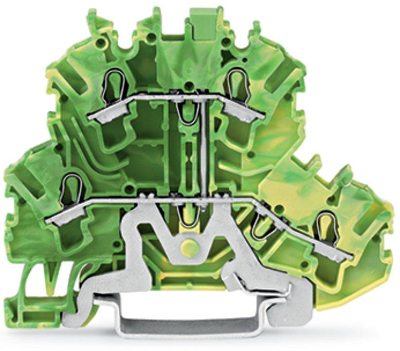 2002-2207, Doppelstockklemme PE 2,5 mm² grün-gelb