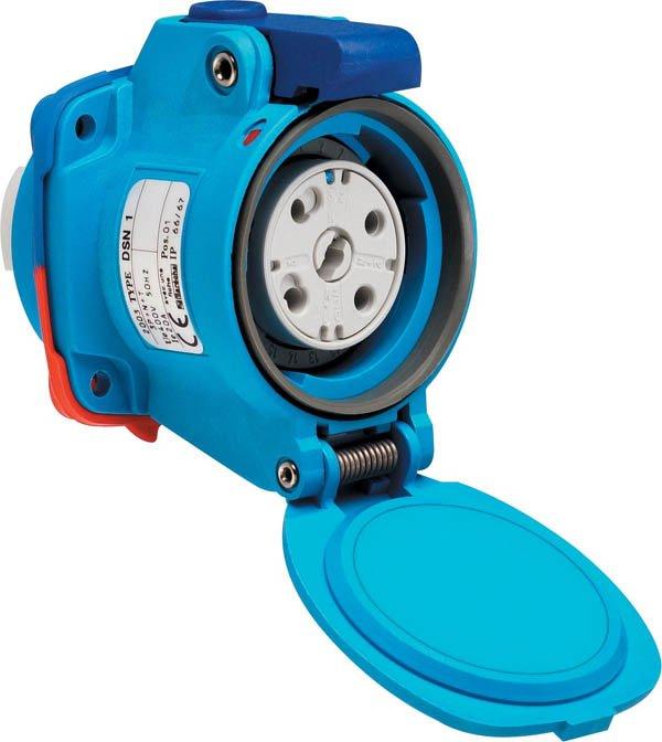 6114017, DSN1 EINBAUDOSE Size.1/3P+N+E /20A 440V AC IP66/67/69/  BLAU