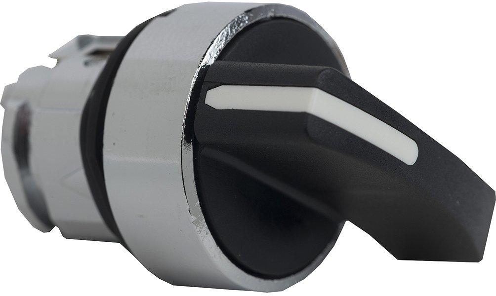 ZB4BJ2, Wahlschalter, Frontelement, Harmony XB4, Metall, 22mm, schwarz, 2 Stellungen, langer Knebel, rastend