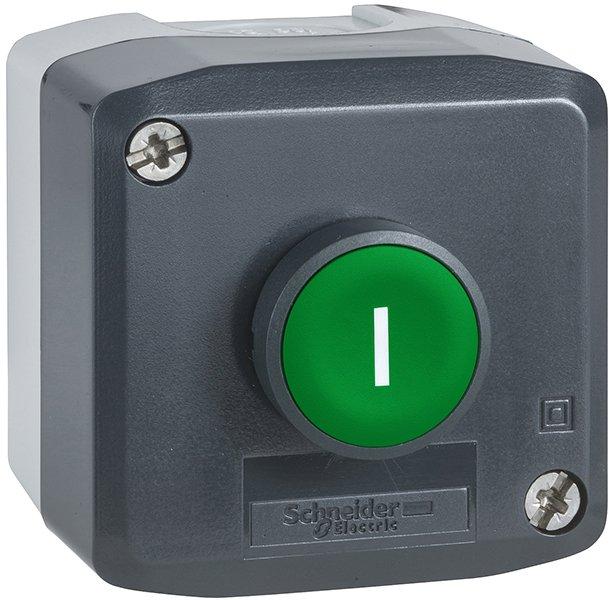 XALD102, Aufbaugehäuse, Harmony XALD, Kunststoff, dunkelgrau, 1 Drucktaster, grün, I, 22mm, 1S