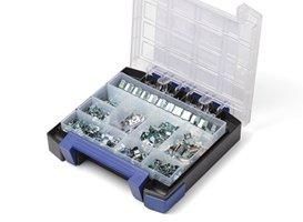 HEBOSET-klein, Sortimentsbox bestückt mit: 60x HSK, 10x HSKM, 6x HSDZ, je 10x HHZ-2, HDZ 4, HSZ 3, 3x HRDZ - stat. Warennr.: 73201090 -