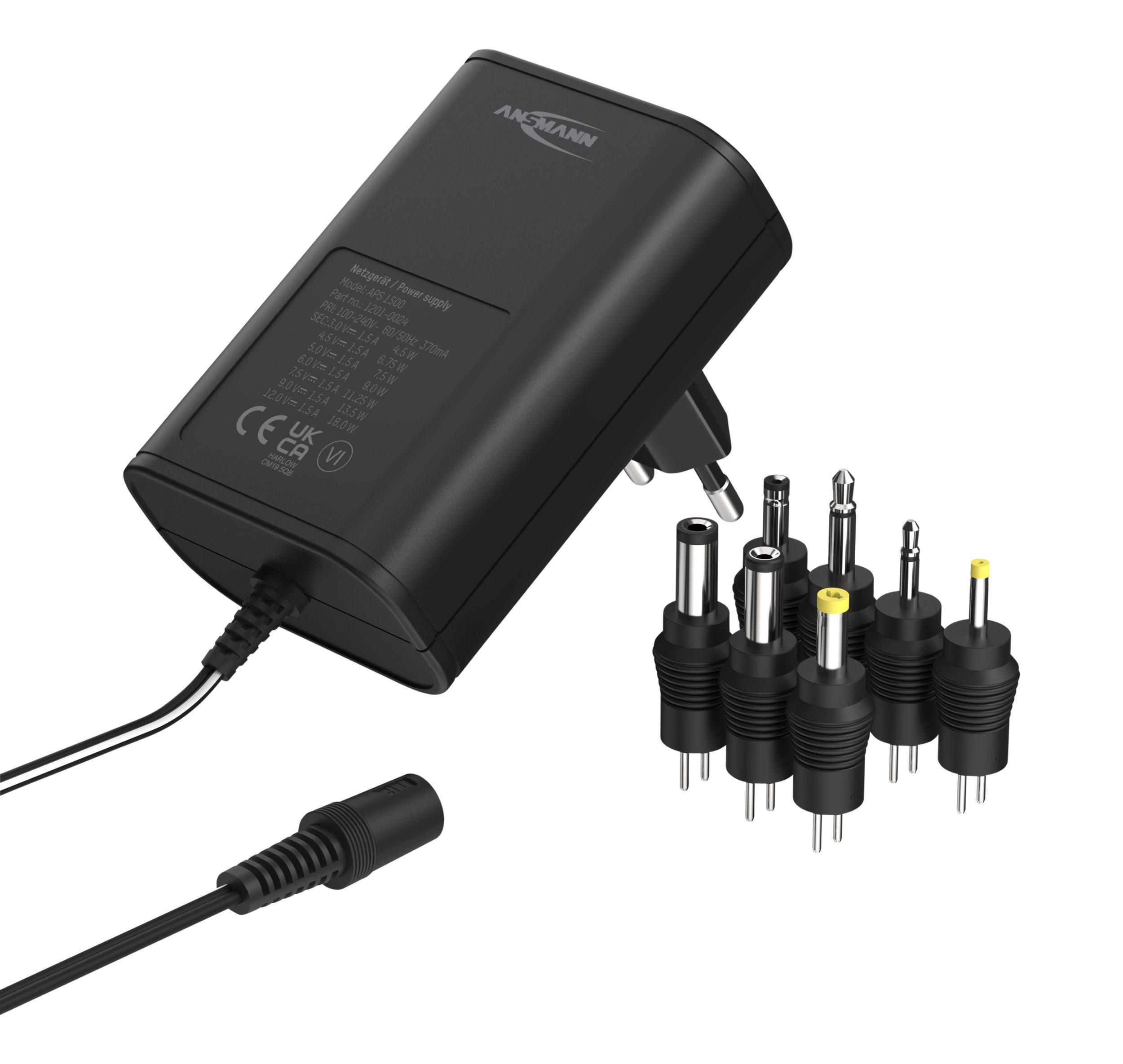 APS 1500, Universal-Netzteil 3 - 12 V DC, inkl. 7 verschiedenen Steckertypen