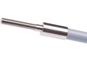 LT150305, Lichtleiter Taster, 1,5m, Kopf: Edelstahl 39lang M4x0,7 Ø8, Lichtaustritt axial, Leiter: Glasfaser+Silikon, Endstück: M18x1 Messing, Sn: 50, -40-180°C