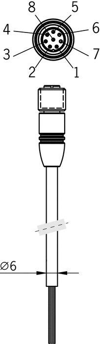 C-M12F08-08X025PV20,0-MA-100179, ANSCHLUSSLEITUNG