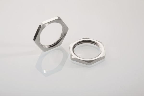 220/5, Gegenmutter mit Schaft, Messing, M20x1,5