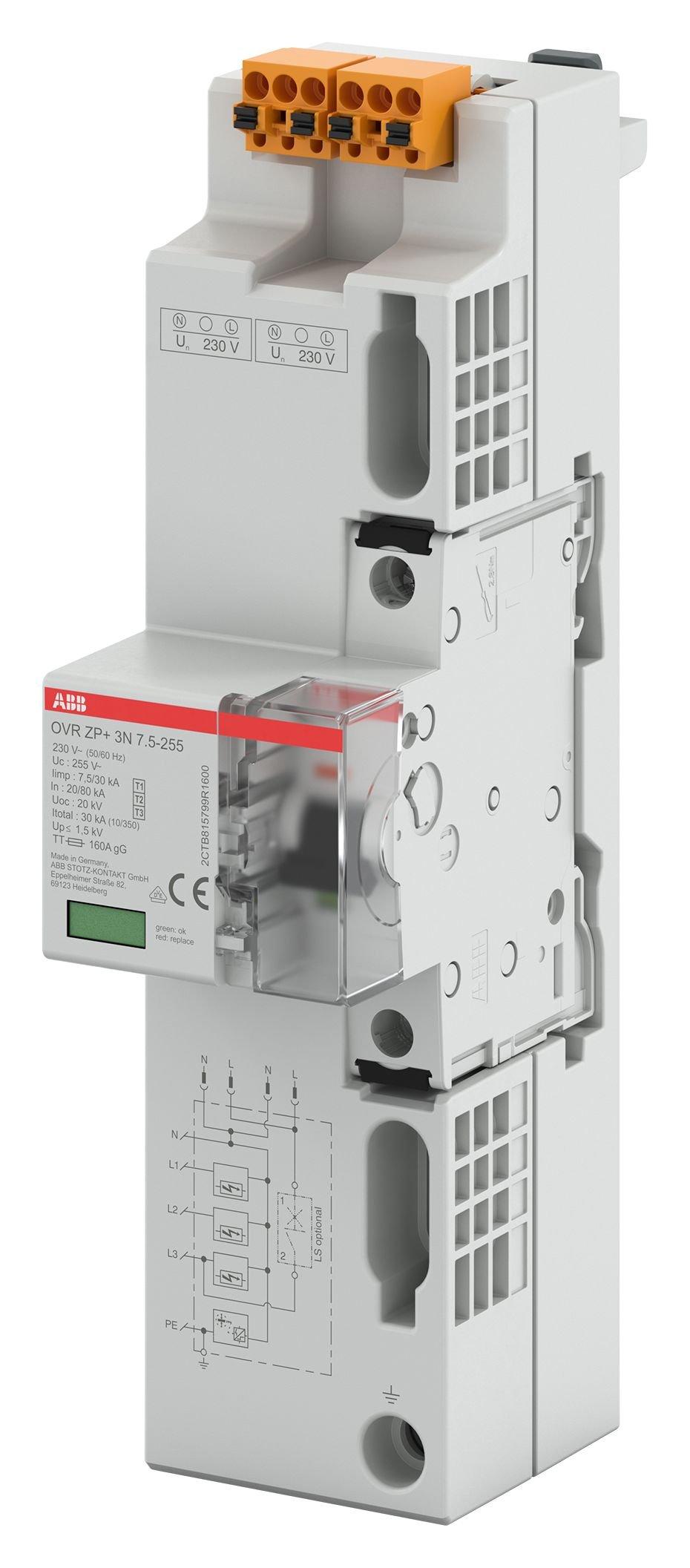 OVR ZP+ 3N 7.5-255 MCB6, SPD T1+2+3, 4p TT/TNS, 7.5/30kA + Spannungsabgriff mit LS 25kA B6A