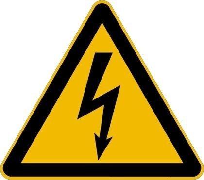 7401/64, Warnschild m. Blitz selbstkleb. Seitenlänge 100mm Mindestabnahmemenge 3 Schilder= Bogen