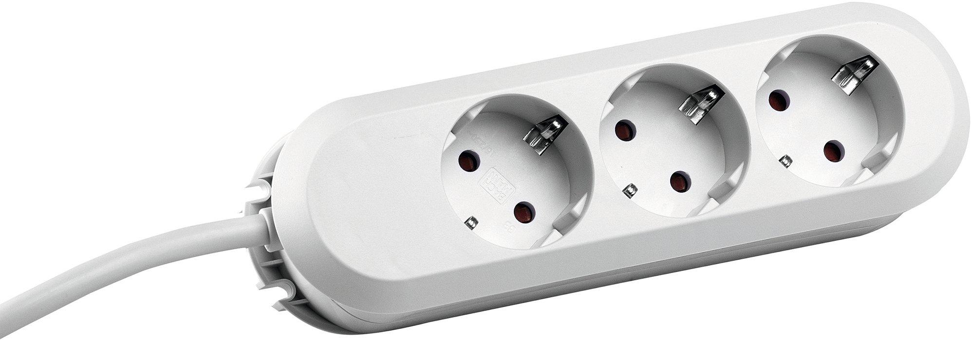 HSOW31.5, 3-Fach Steckdosenleiste weiss, mit Zuleitung 1.5mm², 1.5m-Zuleitung