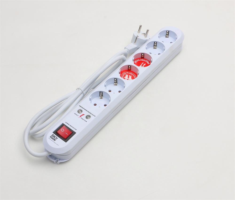 HSOWP61.5, 6-Fach Steckdosenleiste mit Schalter und Überspannungsschutz