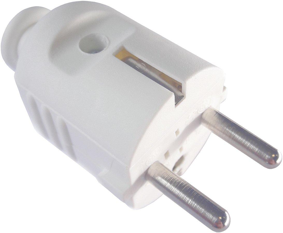 HSPW, Schutzkontakt-Montagestecker weiss, VPE= 10 Stück pro Karton