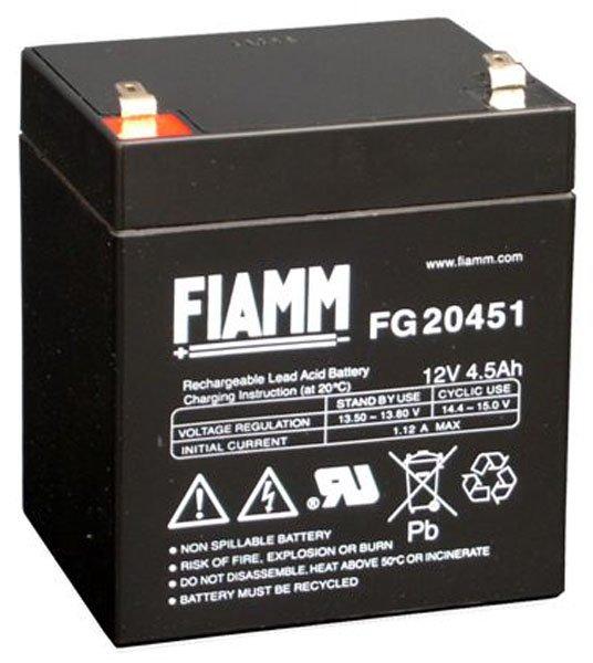 FG20451, FIAMM wartungsfreie Bleibatterie12Volt 4,5Ah; L B H: 90*70*107mm - Faston 4,8mm