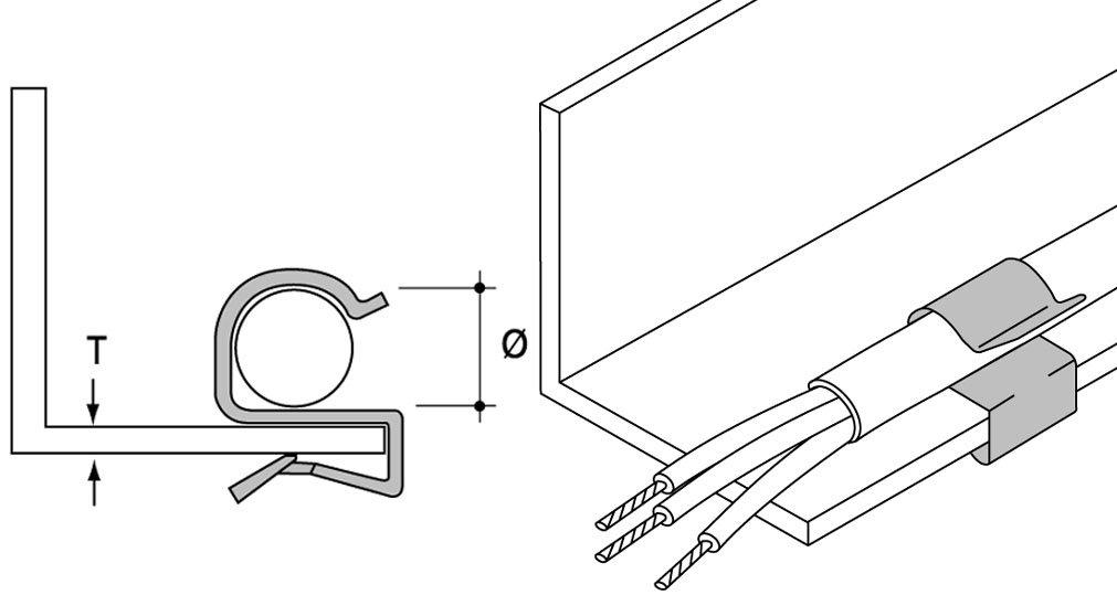 HECL-2024, Trägerklammer für Clip zur Kabelbefestigung, HECL-2024, D=20-24mm