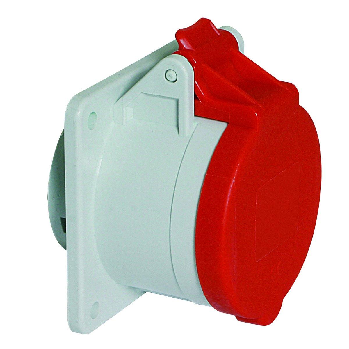 130157/CEE-Anbausteckdose 16A400V6h5pIP44, Anbausteckdose Quick-Connect gerade, mit Doppelklemme 16A 5p 400V 6h, IP44