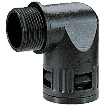 RQW-M, AD28,5-M25, Schnellverschraubung für Wellschlauch, 90° Winkel, schwarz AD 28,5, M 25 x 1,5
