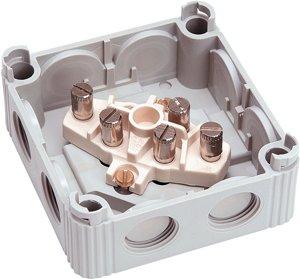 HFRAK100K10 RAL7035, FR-Kabelabzweigkasten IP66, 140x140x82 mm, mit Schraubklemme 5x10 mm² (Preis per 100)