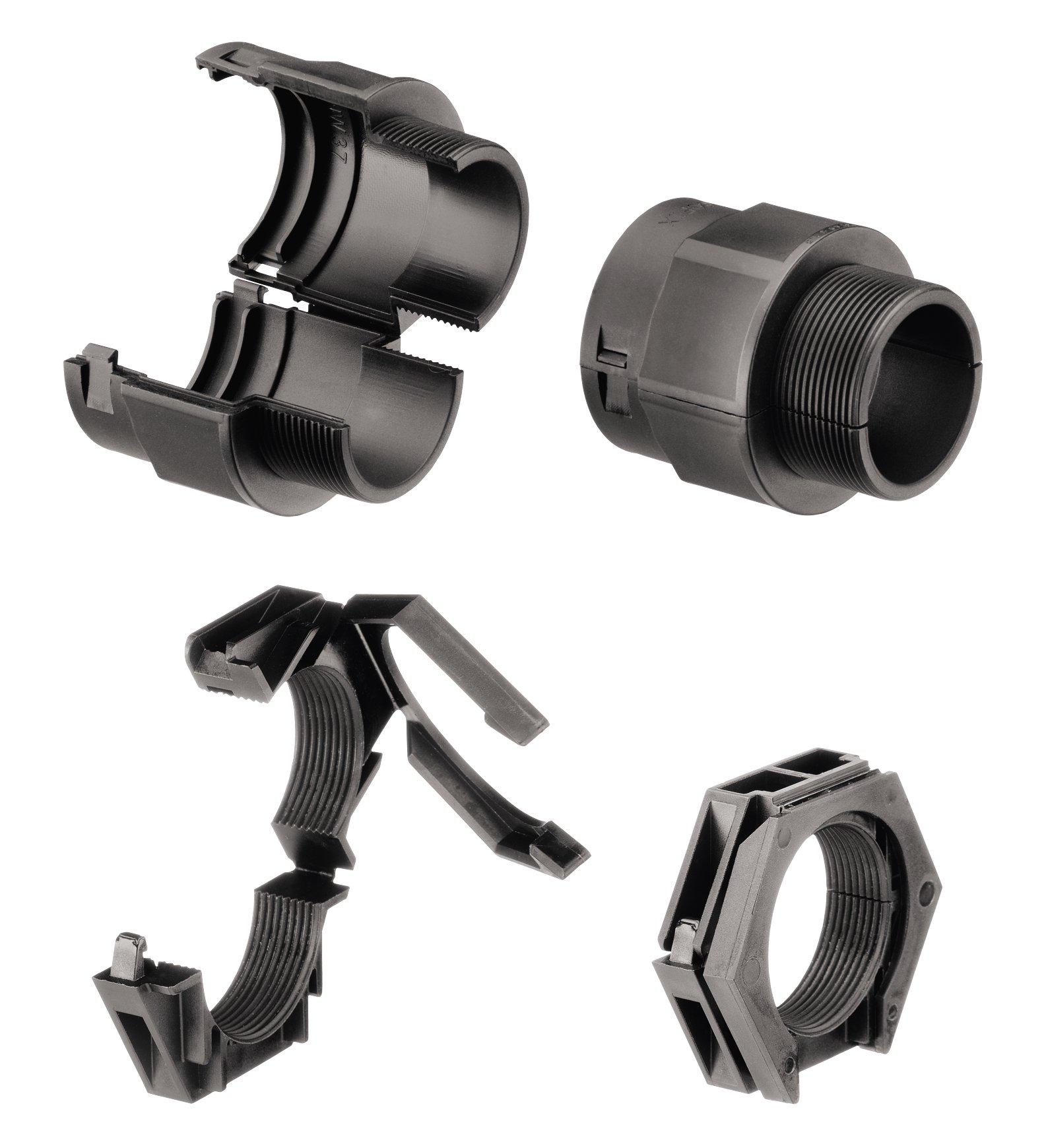 COV Typ 23 (PG 29) schwarz, Anschlussverschraubungteilbar für teilbare Wellrohre PG