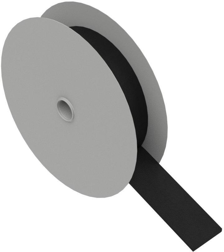Klettband-Rolle FRT, Haken- und Flauschband, selbstverl. nach UL94-V2, silikonf., Breite 20mm,  schwarz