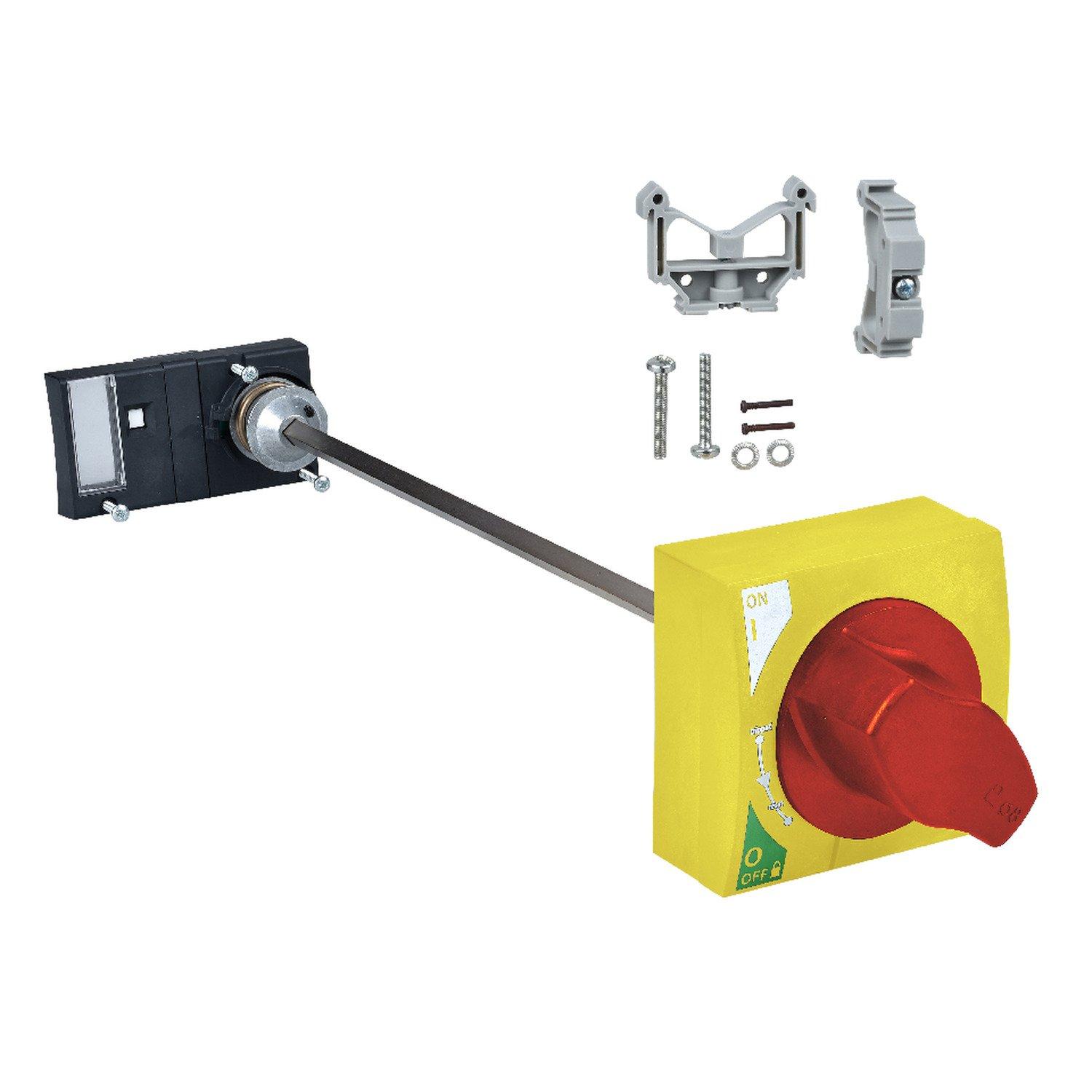 19089, Drehgriff mit Türkupplung für NG125, 3P/4P, Griff rot, Hintergrund gelb