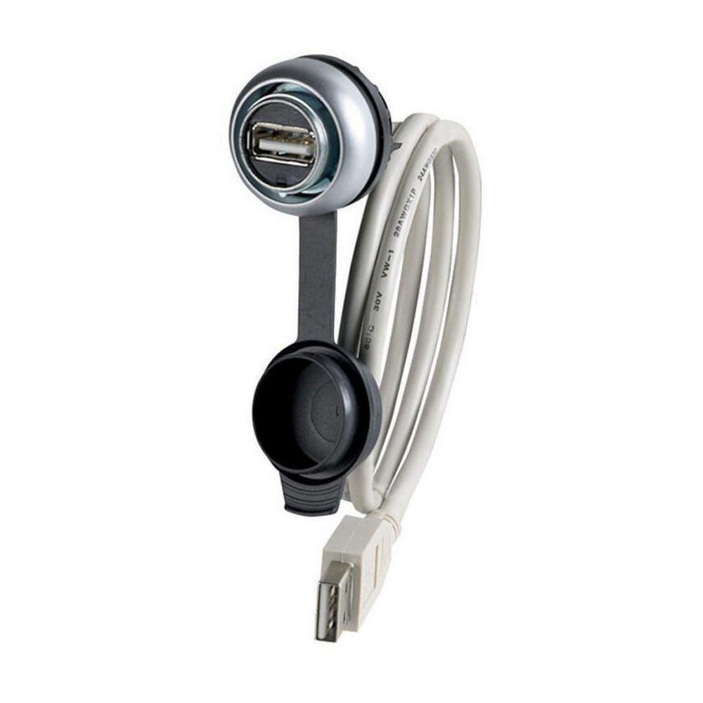 M22-USB-SA, Einbaubuchse, 0,6 m, konfektionierte Leitung mit fest angeschlossenem Stecker USB 3.0, Typ A, Frontring Titan