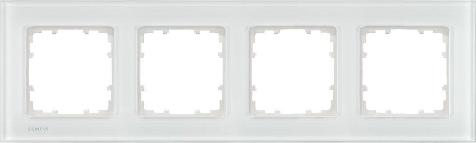 5TG1204-1, DELTA miro Glas weiß Rahmen 4-fach