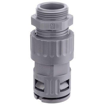 RQGZ1-M, AD13,0-M16, Kunststoff-Schnellverschraubung gerade für Wellschlauch, grau, Außengewinde metrisch, Zugentlastung, konisch dichtend, AD 13,0, M 16 x 1,5
