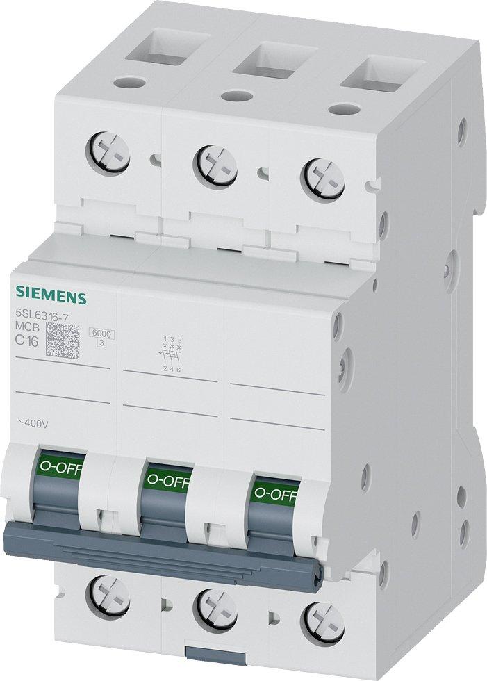 5SL6316-7, Leitungsschutzschalter 400V 6kA, 3-polig, C, 16A