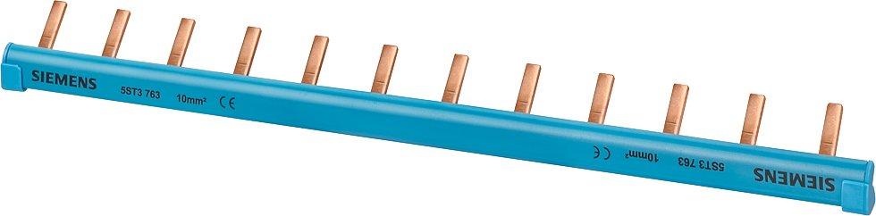 5ST3763, Stiftsammelschiene 10mm2, 1-phasig, 12x N, 216mm schneidbar