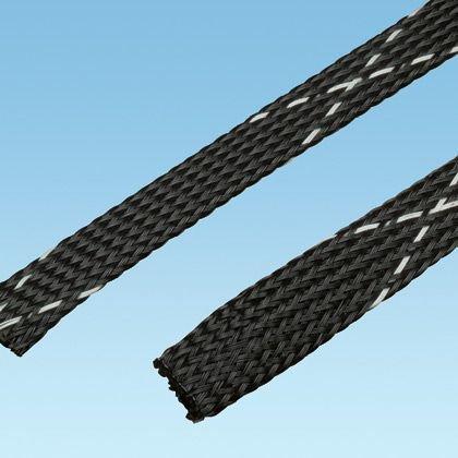 SE50PFR-CR0, Geflechtschlauch dehnbar, Durchm. 12,7mm, Rolle 30,5m, schwarz, flammhemmend