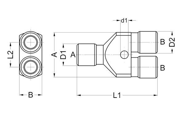 675-0404, Y-Anschluss einfach, P14, 6/4, 6/4, 6/4
