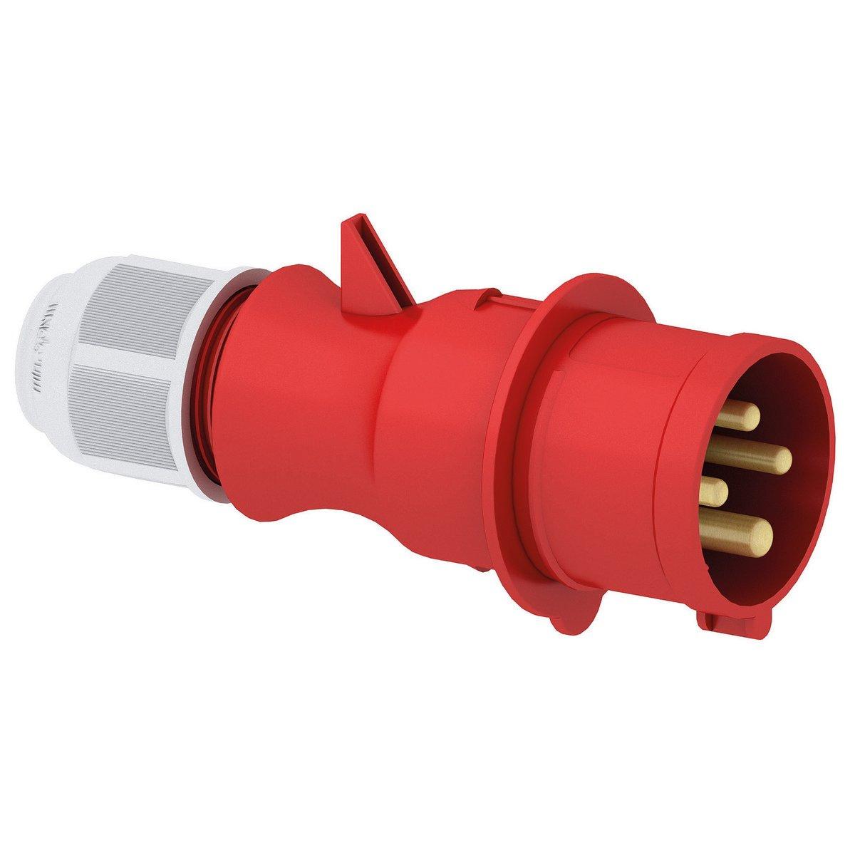 21005-TLS/CEE-Stecker 16A400V6h4pIP44, Stecker TLS mit MULTI-GRIP Verschraubung 16A 4p 400V 6h, IP44