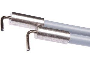 LS060102, Lichtleiter Schranke, 0,6m, Kopf: Edelstahl 15lang Ø1,5 Ø6, Lichtaustritt axial, Leiter: Glasfaser+Silikon, Endstück: M18x1 Messing, Sn: 150, -40-180°