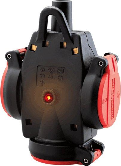 1173, SCHUKO Vollgummi 3-fach Hängekupplung, rot, IP54, mit Spannungsanzeige