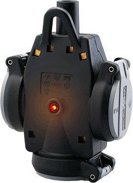 1173, SCHUKO Vollgummi 3-fach Hängekupplung, grau, IP54, mit Spannungsanzeige