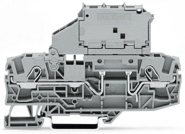 2006-1631/1000-541, 2-Leiter-Sicherungsklemme mit schwenkbarem Sicherungshalter für G-Sicherungseinsatz ¼ x 1¼ 12 - 30 V 6 mm² grau