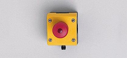 E-stop illuminated IP67, NOT-HALT-Taster beleuchtet mit integrierter AS-i Anschaltung, 105 x 72 x 80 mm, AS-i, Steckverbindung