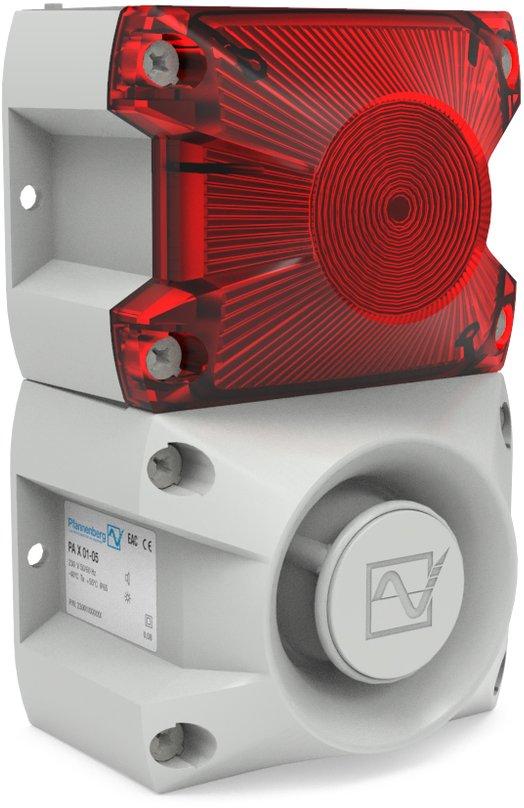 PA X 1-05 24 DC RD 7035, Blitzschallgeber PA X 1-05 rot,5J,24DC,105dB,IP66,NEMA4/4x,RAL7035