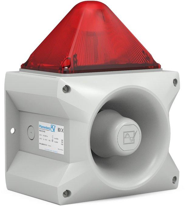 PA X 10-10 230 AC RD 7035, Blitzschallgeber PA X 10-10 rot 10J,230AC,117dB,IP66,NEMA4/4x,RAL7035