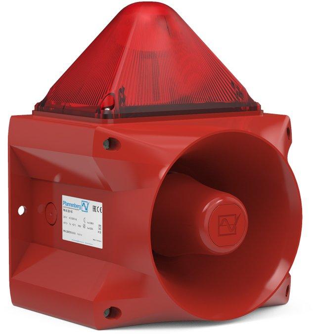PA X 20-15 230 AC RD, Blitzschallgeber PA X 20-15 rot 15J,230AC,122dB,IP66,NEMA4/4x,RAL3000