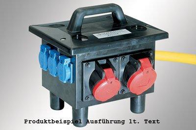 62103-25.00316, GIFAS Vollgummi-Sicherheitsverteiler Typ 6200Eingang:3 m GIFAS-PROFLEXX-07 Leitung 5 x 2,5 qmm   mit CEE-Stecker 5 x 16 A/400 V Ausgang:1 CEE-Einbaust