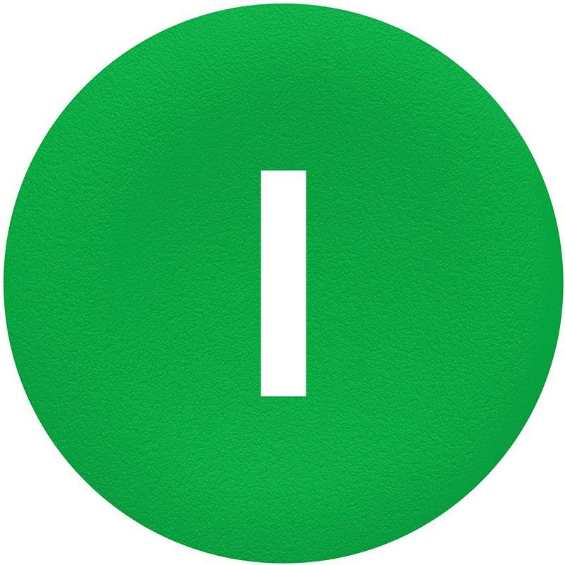 ZBA7331, Schutzkappe grün mit Beschriftung I für rechteckigen Doppeldrucktaster Ø22